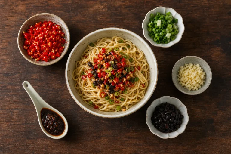 剁椒面与辣椒、葱、蒜、豆豉和码子汁风味层次
